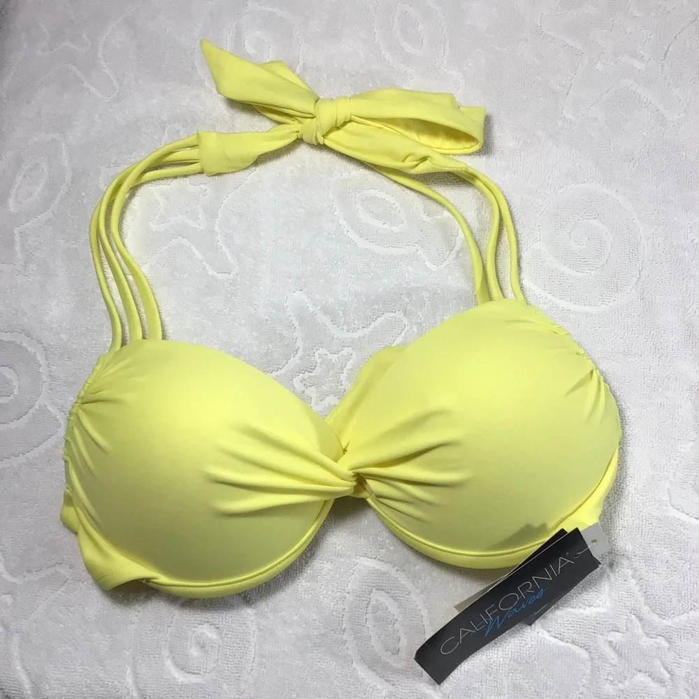 California Waves Lemon Yellow Underwire Bikini Top - Size Medium - Picture 4 of 8